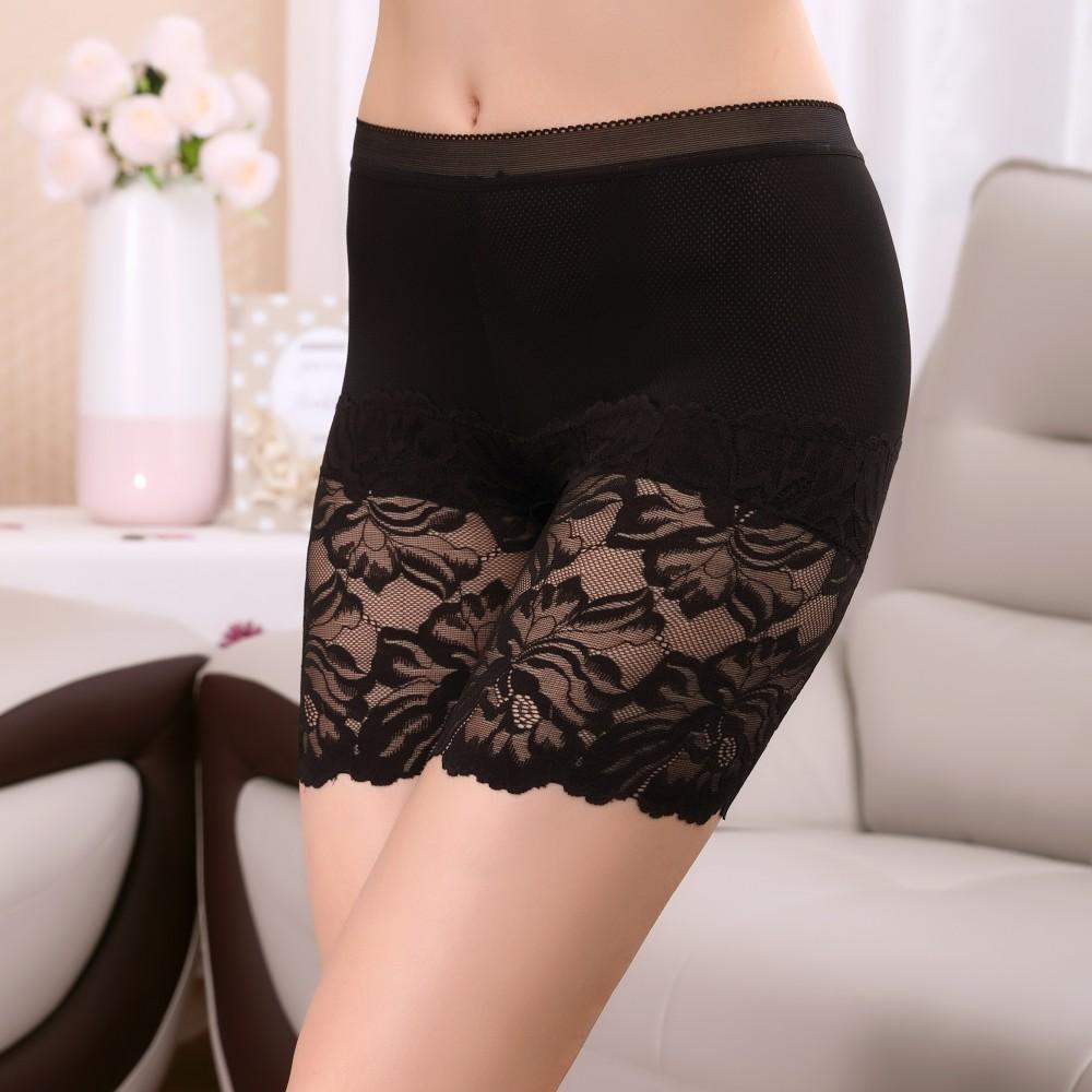 Seamless High Waist Shorts Under Skirt Plus Size Sexy Lace Anti Chafing Safety Short Pants Women Underwear Panties KTB