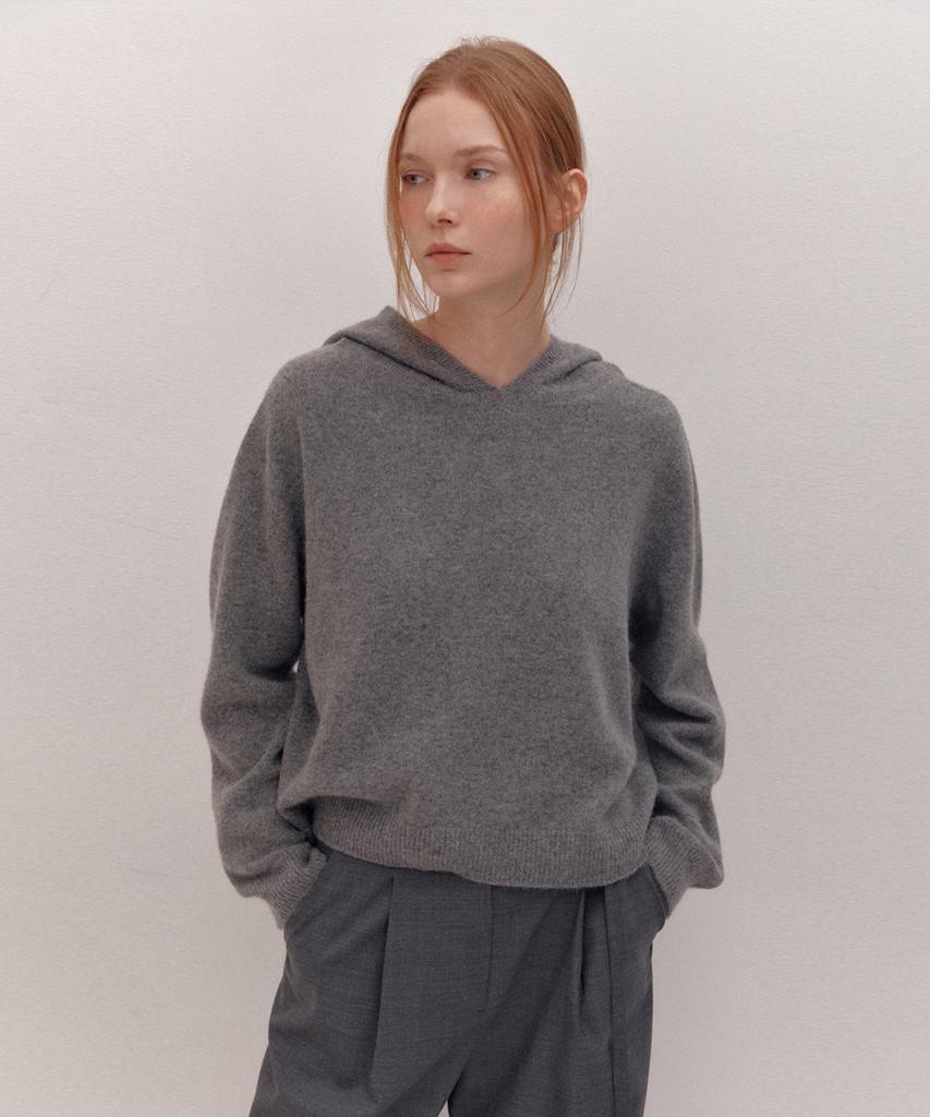 AVA MOLLI Raccon Hoody Whole Garment Kn (Grey)