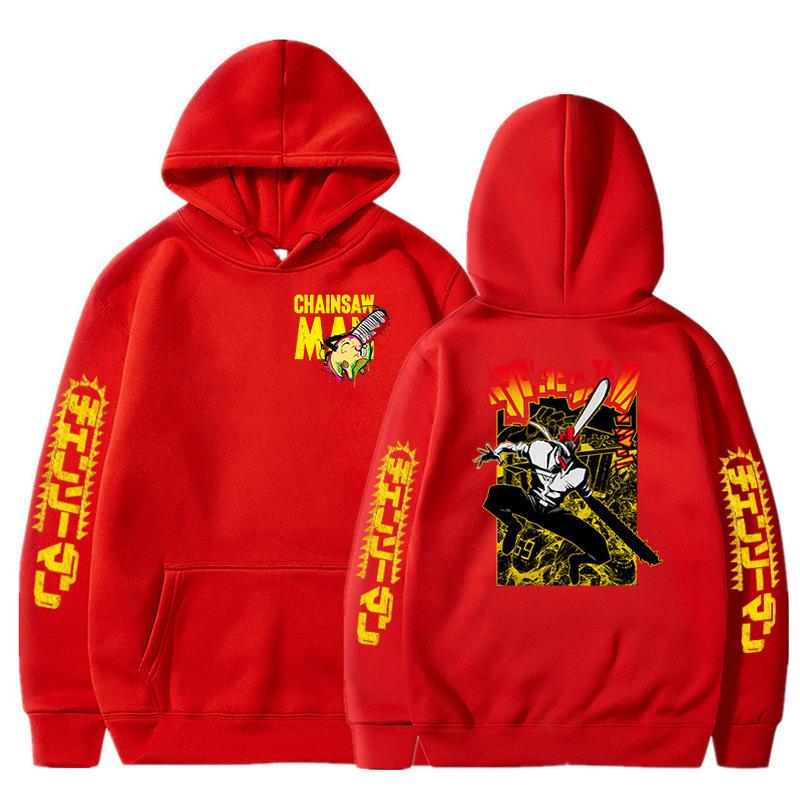 Японское аниме Человек-бензопила Харадзюку Толстовки Манга Графические Хлопковые Толстовки с Капюшоном Мультяшные Принты Пуловеры Толстовки Унисекс Уличная одежда