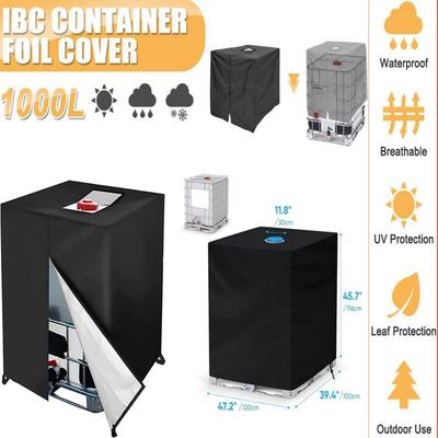 Крышка ведра Ibc Ton 210d Ткань Оксфорд Изолированная крышка резервуара для воды Защита от солнца на открытом воздухе Пыленепроницаемая и водонепроницаемая крышка ведра 1000л Защитная крышка