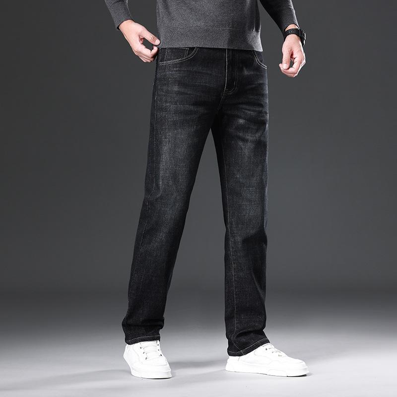 Осенние и зимние мужские легкие деловые прямые джинсы, универсальные брюки, теплые вельветовые свободные брюки для мужчин среднего возраста, отцовские