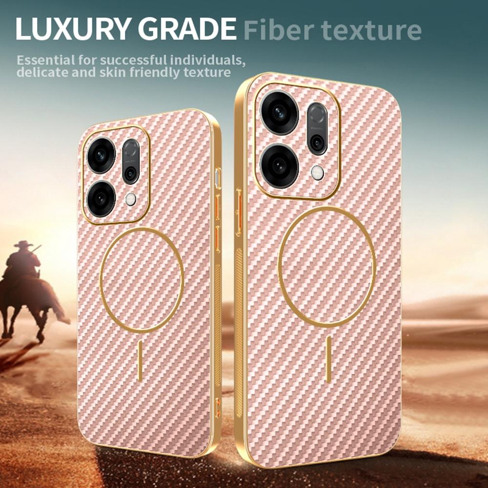 For Oppo Reno14 5G (Global) Case Carbon Fiber Textured Electroplated TPU Back Cover