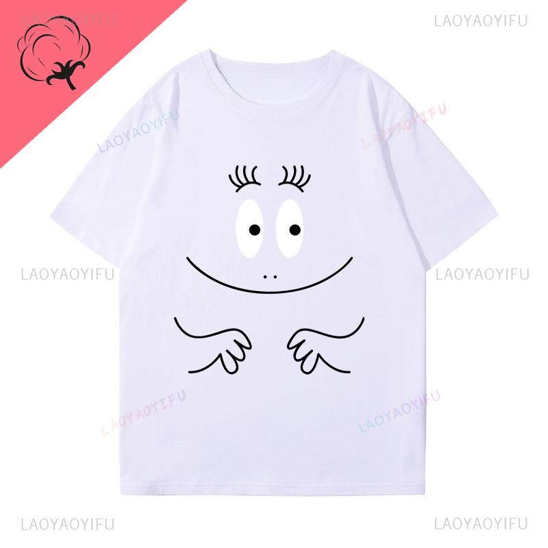 Ropa De Mujer Barbapapa Camiseta Best Seller Cartoon Kawaii Y2k Clothes Children Soft Cotton Oneck Short Sleeve Graphic Tee