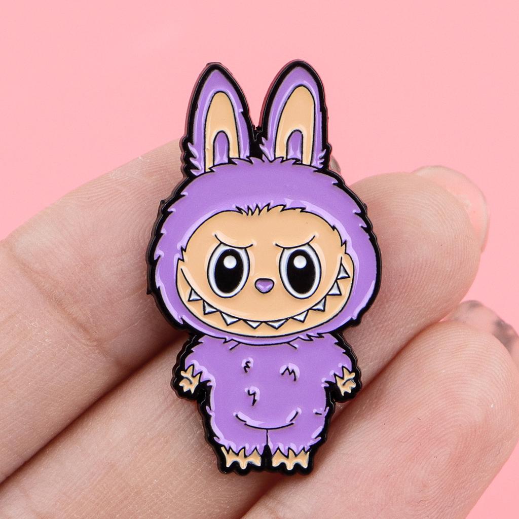 New 5 PCS Cartoon Monster Enamel Pin Anime Badges On Backpack Brooches for Women Men Lapel Pins Cosplay Accessories Party Gifts Labubu