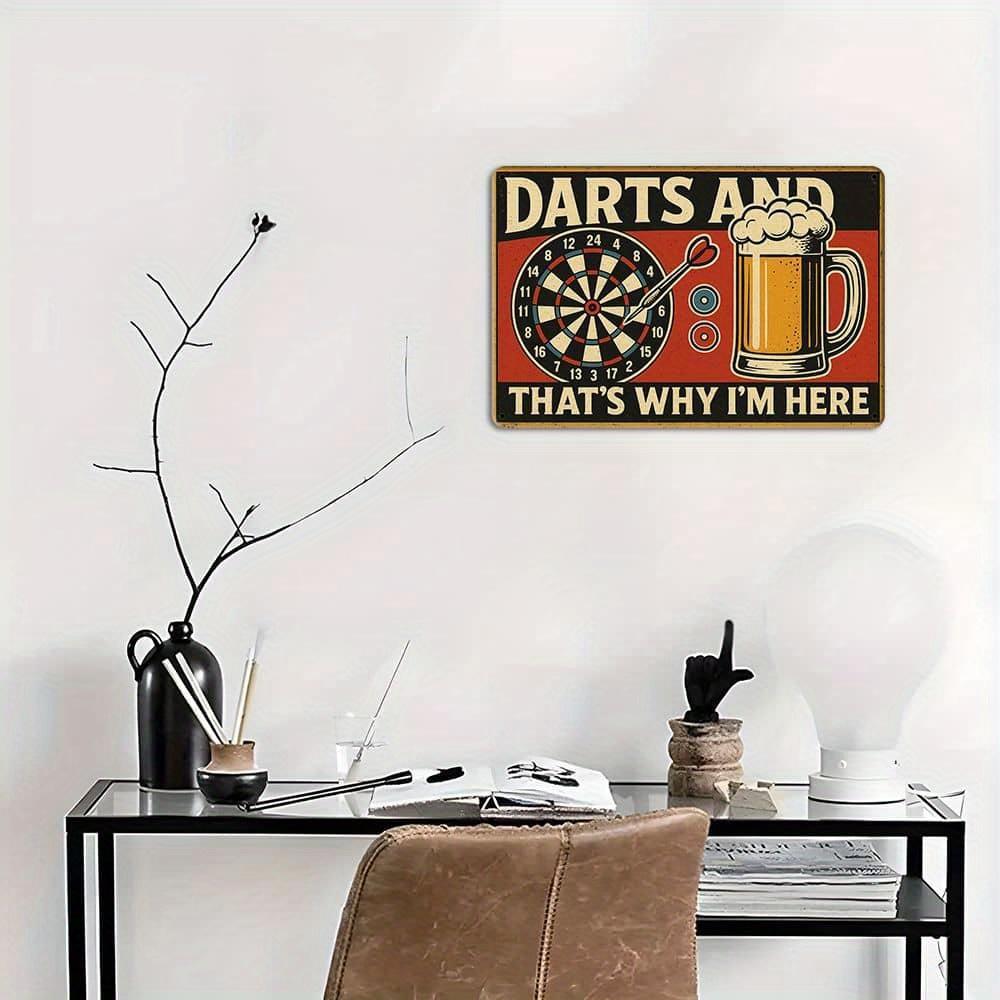 "Darts and Beer" Metal Sign - 20.32x30.48cm Humorous Bar Decor for Game Rooms & Pubs