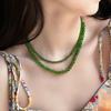 Green Chalcedony Beaded Jasper Necklace High Sense Spring And Summer New Chinese Clavicle Chain Stainless Steel Ingot Buckle Neck Chain Female
