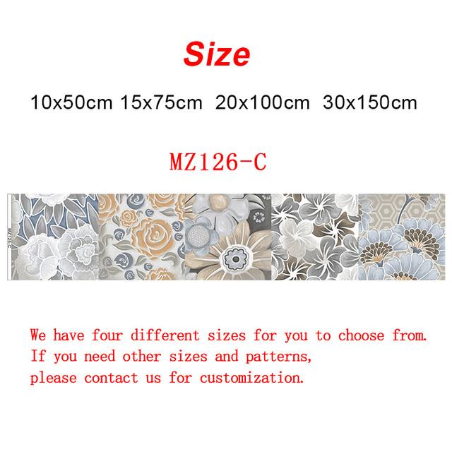 Flowers Pattern Strip Tiles Floor Wall Sticker Kitchen Bathroom Furniture Renovation Home Decor Wallpaper Peel & Stick Art Mural