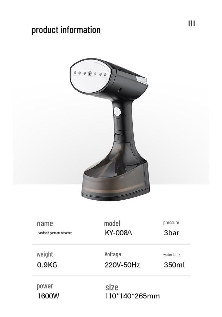 Portable Handheld Garment Steamer: Compact Folding Iron with Large Capacity