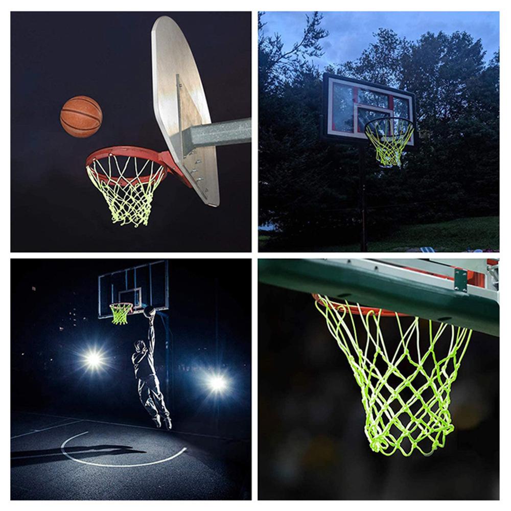 Nightlight Basketball Net Nylon Glowing Basketball Hoop Rim Net 12 Loops Standard Size Glowing Basketball Net Sun