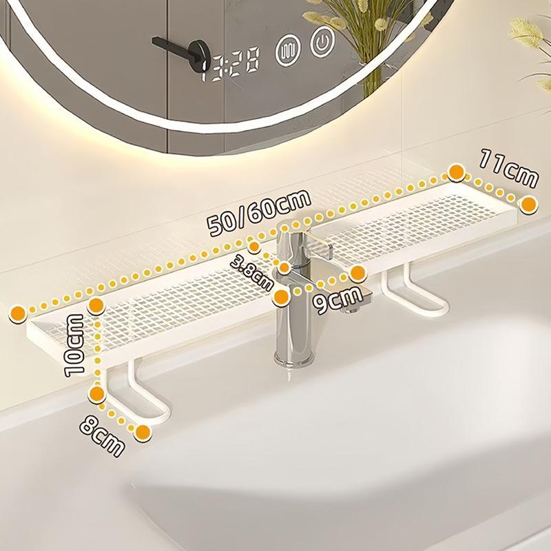 Household Mirror Front Toilet Rack Bathroom Washstand Wall-Mounted Faucet Non-Punching Sink Storage Multifunctional Fashion