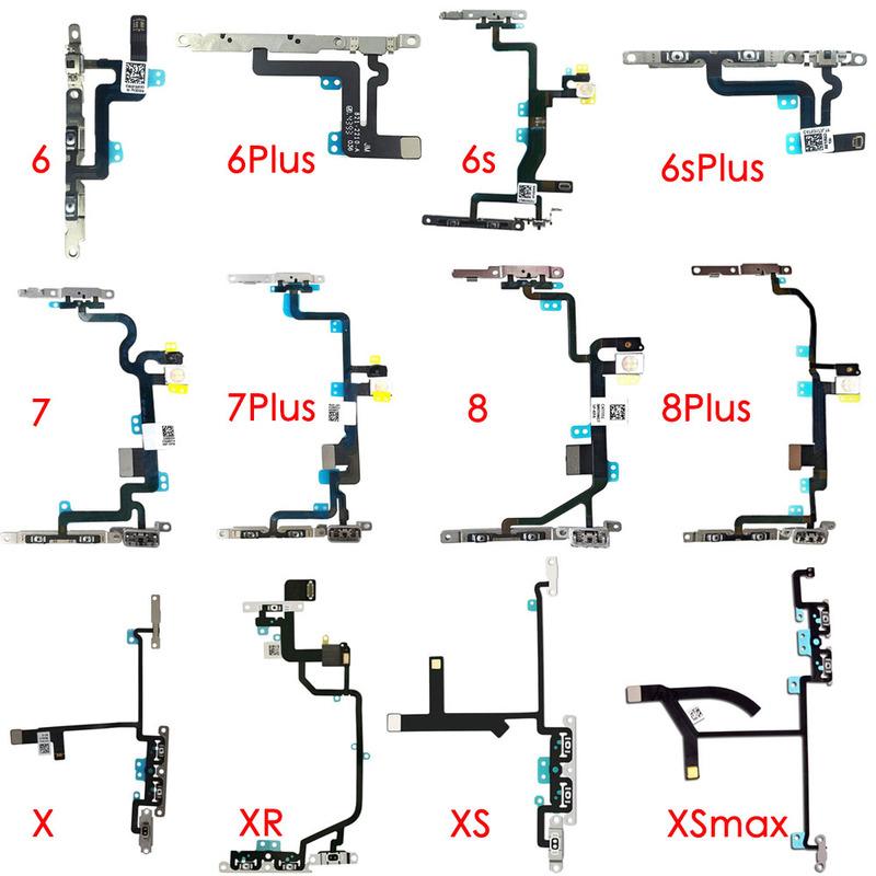 Volume Button Silent Switch Flex Cable For iPhone 6 6P 6s 7 7P 8 Plus X XR XS Xs Max Replacement With Brackets Preinstalled