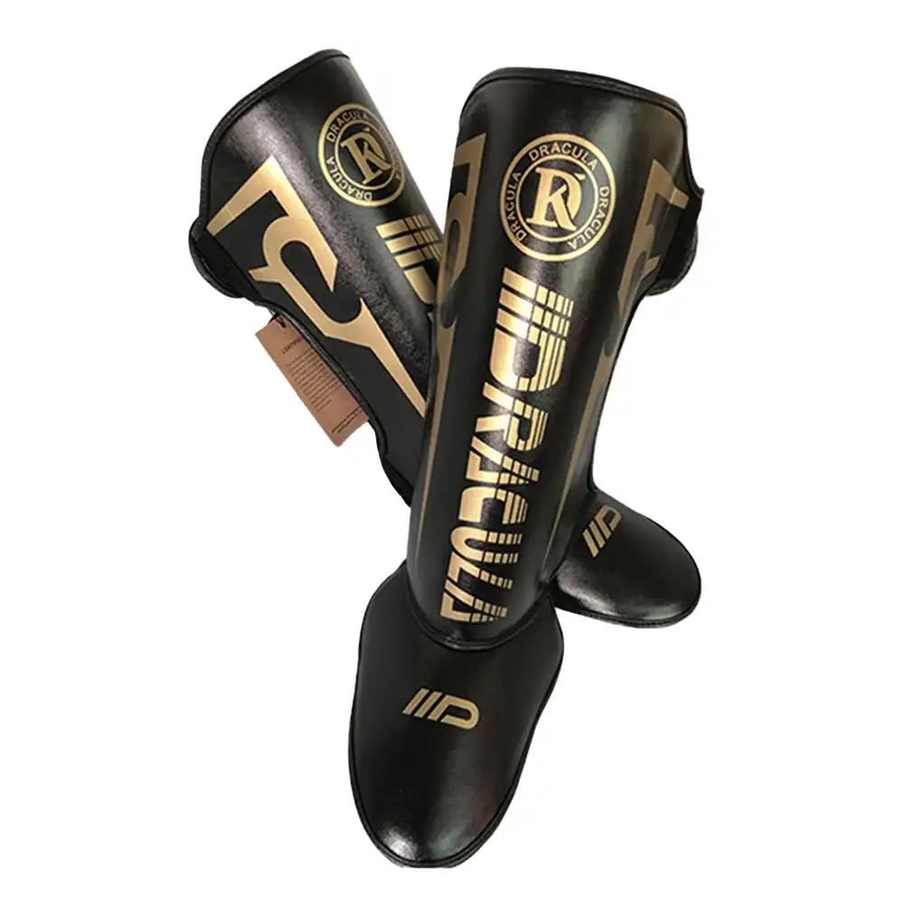 1 Pair High-Quality PU Leather Boxing Shin Guards Ankle Protector MMA Muay Thai Training Leg Warmers Light Kicking Shin Pads 1