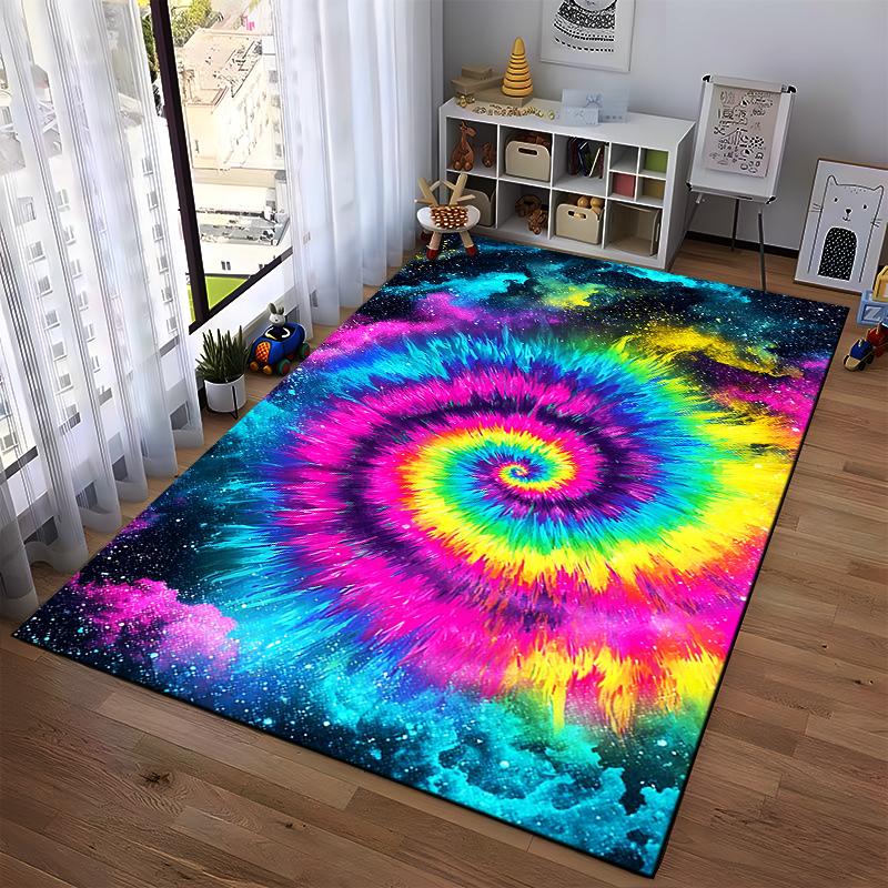 Красочный спиральный ковер Galaxy Tie-Dye для декора гостиной Подходит для использования в качестве противоскользящего покрытия для диванов в гостиной и спальне