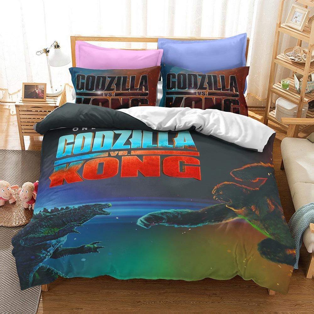 3D Printing Monsters G-Godzillas Bedding SetVS KingKongs Duvet Cover Set with Pillowcase 2/3pcs Quilt covers Twin Queen Single