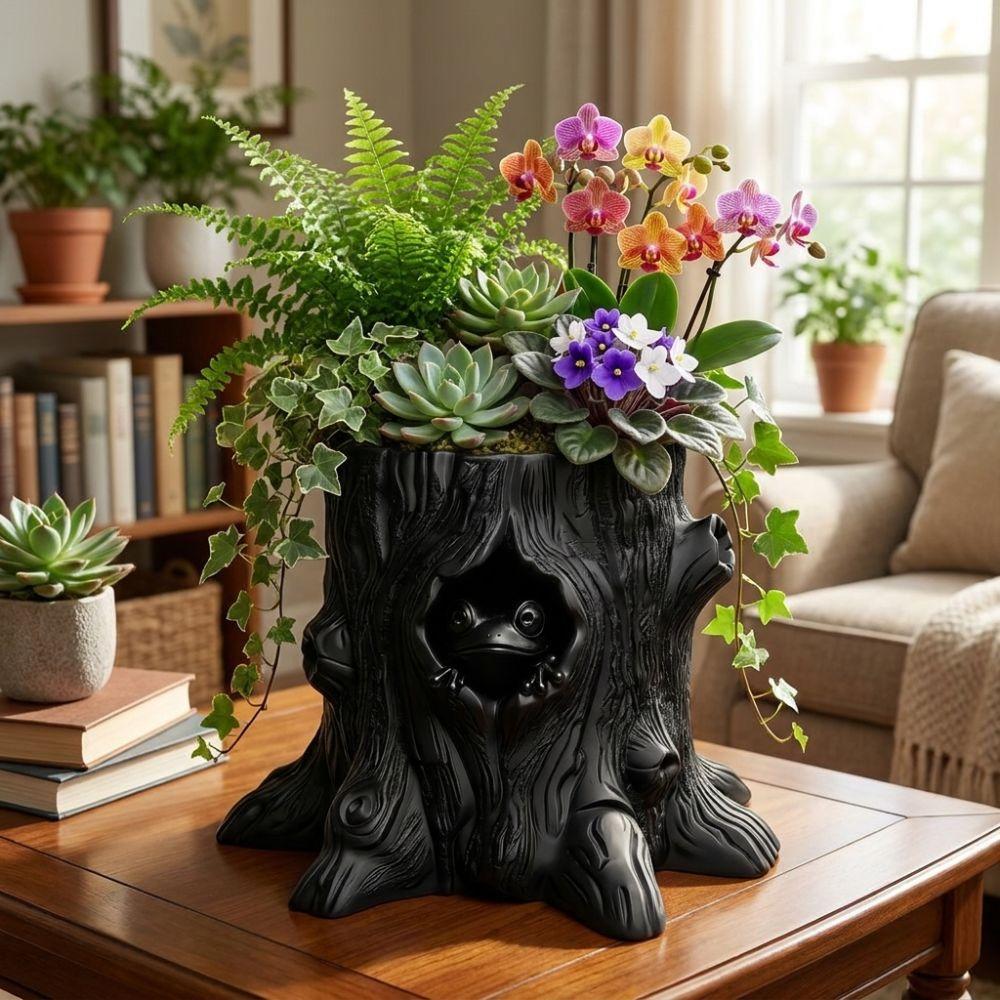 Unique Tree Hole Plant Pot 3D Printed Pen Holder Creative Stump Potted Plant Tabletop