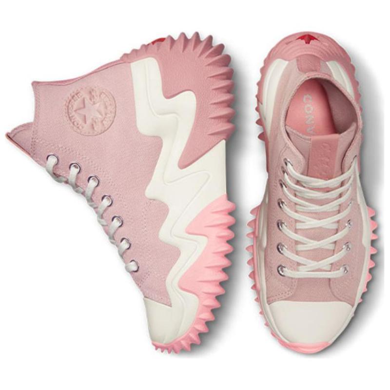 Converse Run Star Motion Универсальные Модные Износостойкие Высокие парусиновые кеды Унисекс Розовые и Белые