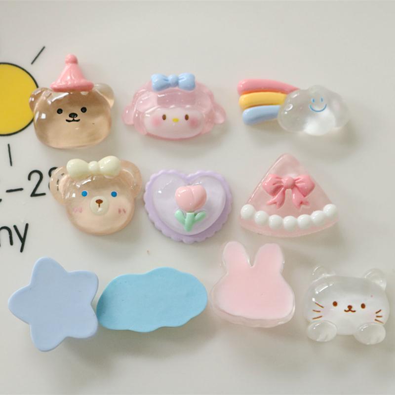 10Pcs New Cute Cartoon Mini Bear Rabbit Flat Back Resin Scrapbook Diy Jewelry Hairpin Craft Decoration Accessories A59