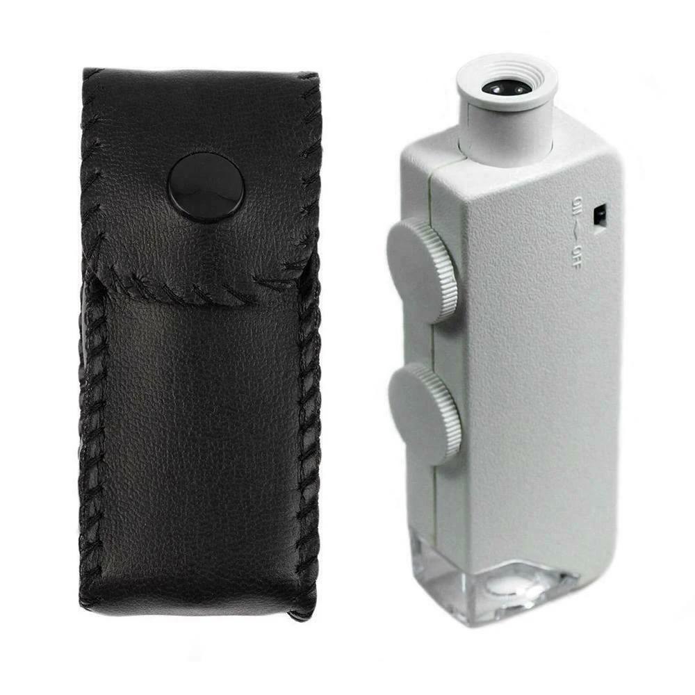 Compact 160x 200x Zoom Lighted Mini Microscope Jewelers Loupe Magnifying Glass High Power Magnifier For Specimen Jewelry Inspectio