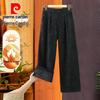 Женские брюки прямого кроя из жаккарда с флисовой подкладкой