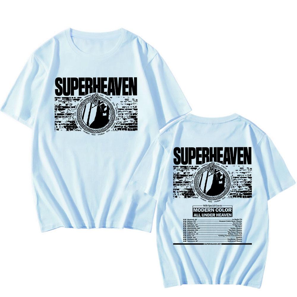 Футболка SUPERHEAVEN Tour 2026 Унисекс Уличная одежда Хлопок Летняя мода Хип-хоп Футболки с коротким рукавом Мужские/Женские Футболка