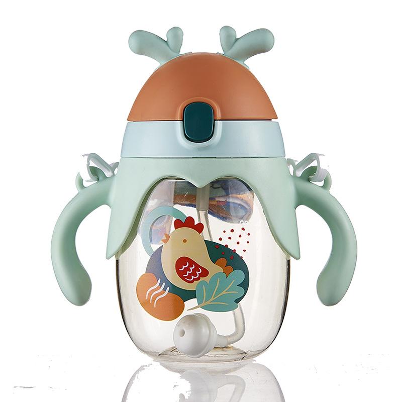 350 мл милый мультяшный стаканчик с ручкой в виде рогов оленя, симпатичный летний детский стаканчик с ручкой, детский стакан для воды