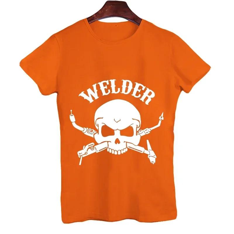 Мужская футболка Футболка с принтом черепа сварщика Футболки Одежда Черные футболки большого размера Футболки Механик Смешной дизайн Мужские футболки Топы