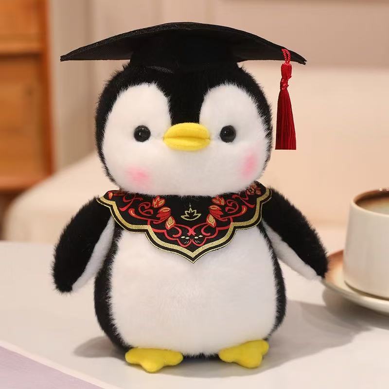 Cute Penguin Plush Toy With Hat Kawaii Stuffed Animal Cartoon Doll Soft Throw Pillow Kids Birthday Gift