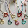 Sweet Hollow Heart Pendant Necklace Party Jewelry Fashion Statement Choker Simple Colorful Cord Collar Necklace