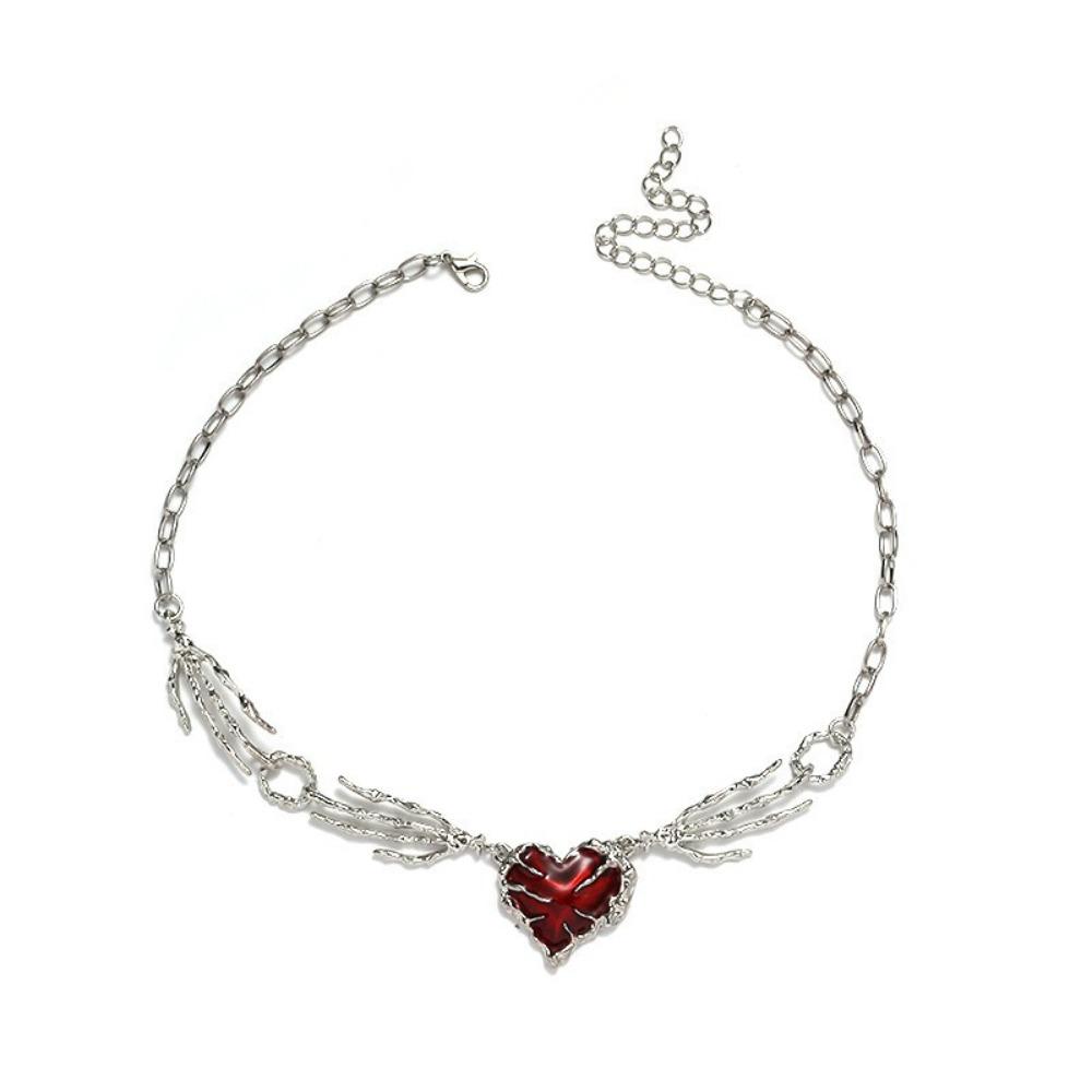 Exaggerated Gothic Necklace Thorn Love Heart Necklace Fashion Skull Claw Pendant Y2K Accessories