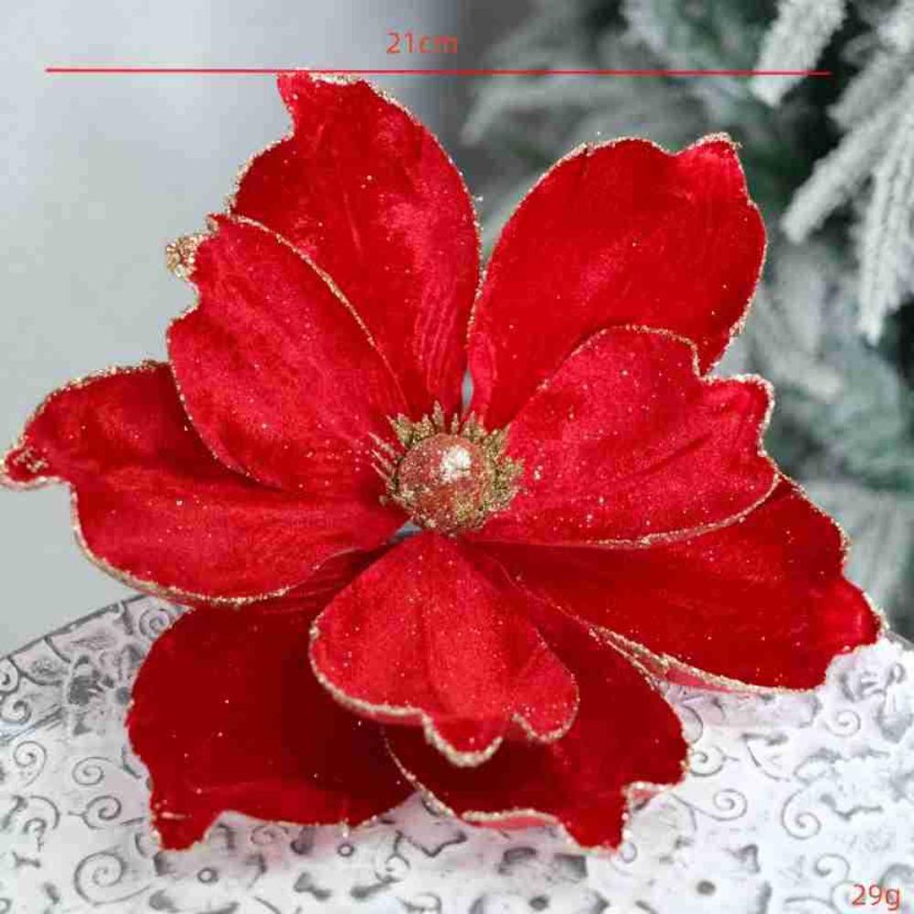 Xmas Tree Decoration 3D Simulation Magnolia 21cm Fake Flowers New Year