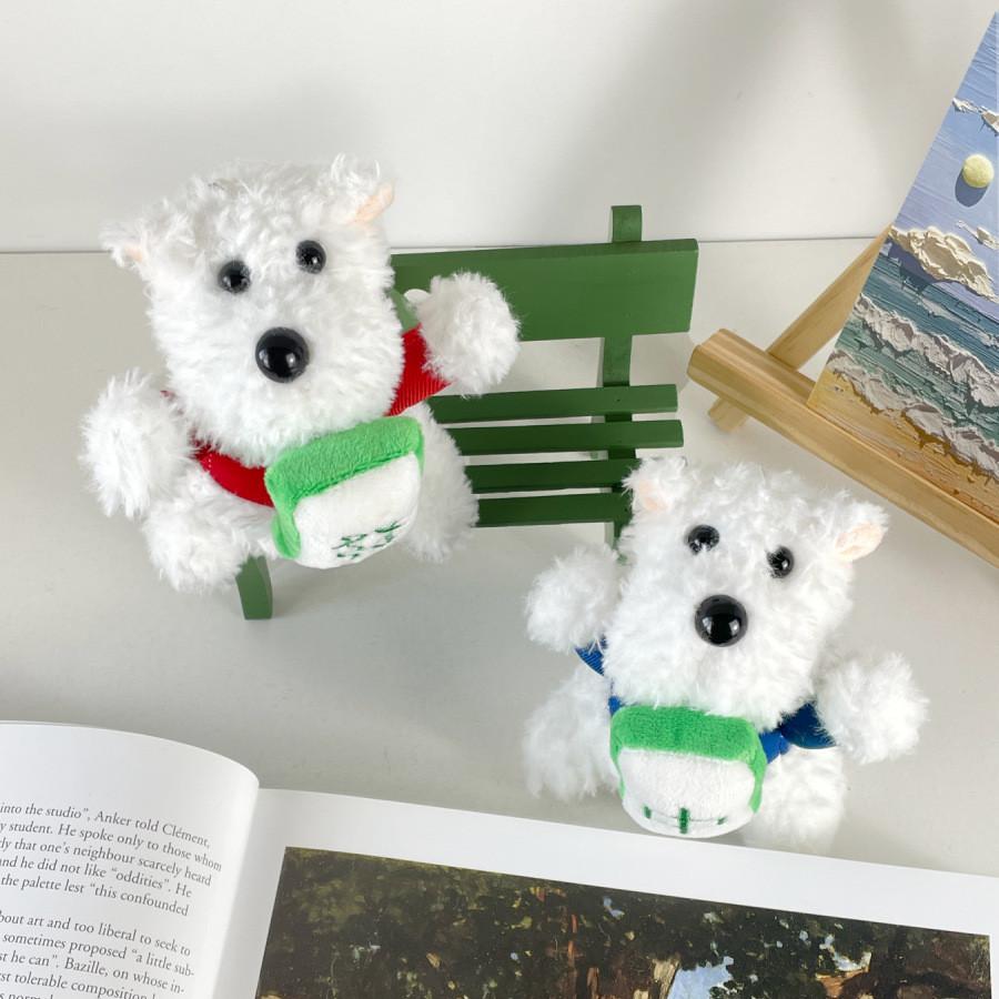 West Highland Whimsical Terrier Plush Keychain Colorful Soft Toy For Relaxation And Playfulness