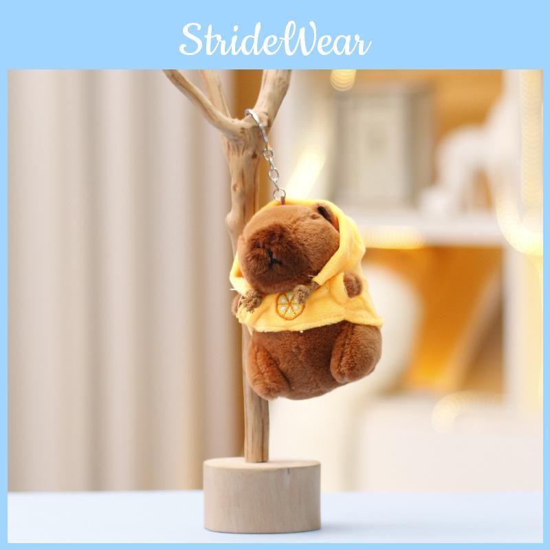 Capybara Plush Hoodie Doll Keychain Cartoon Animal Pendant Gifts Decoration