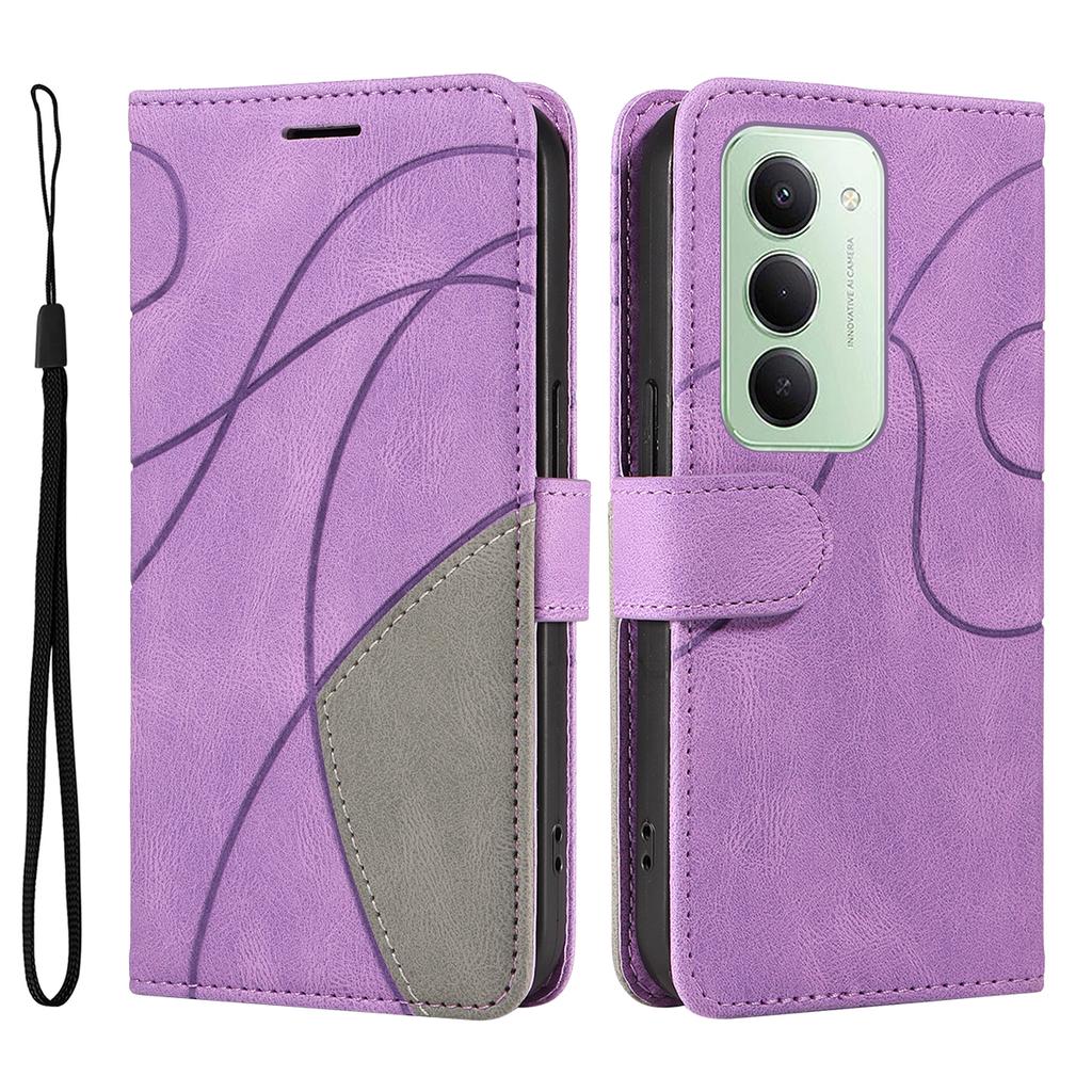 For Xiaomi Redmi 15 4G (EU) (171mm) Leather Phone Case Stand Wallet with Bi-colour Splicing Design
