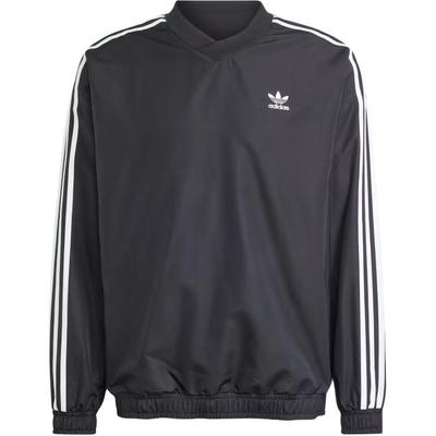 adidas Ветровка Originals Adicolor Woven Crewneck, классический полосатый дизайн, удобный свитер, ветровка с длинным рукавом, мужская верхняя одежда, черный цвет IZ4804