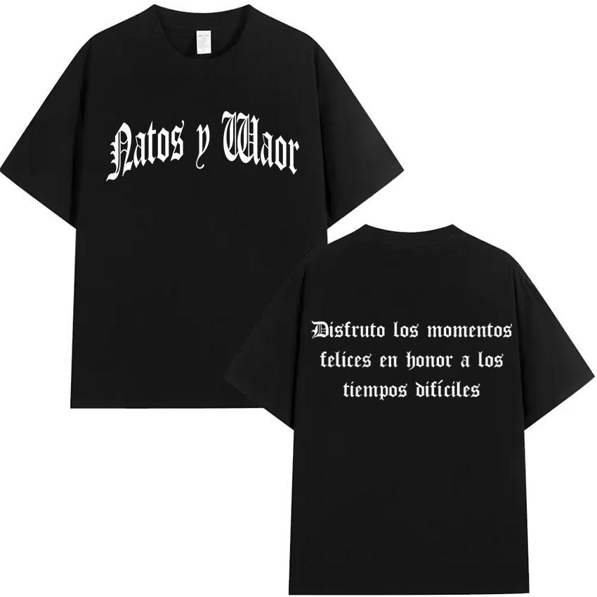 Rapper NATOS WAOR Tour 2025 Pop Shirts Mens Clothes Double Sided Hip Hop Tshirts Summer Oversized Short Sleeves Unisex Tshirt