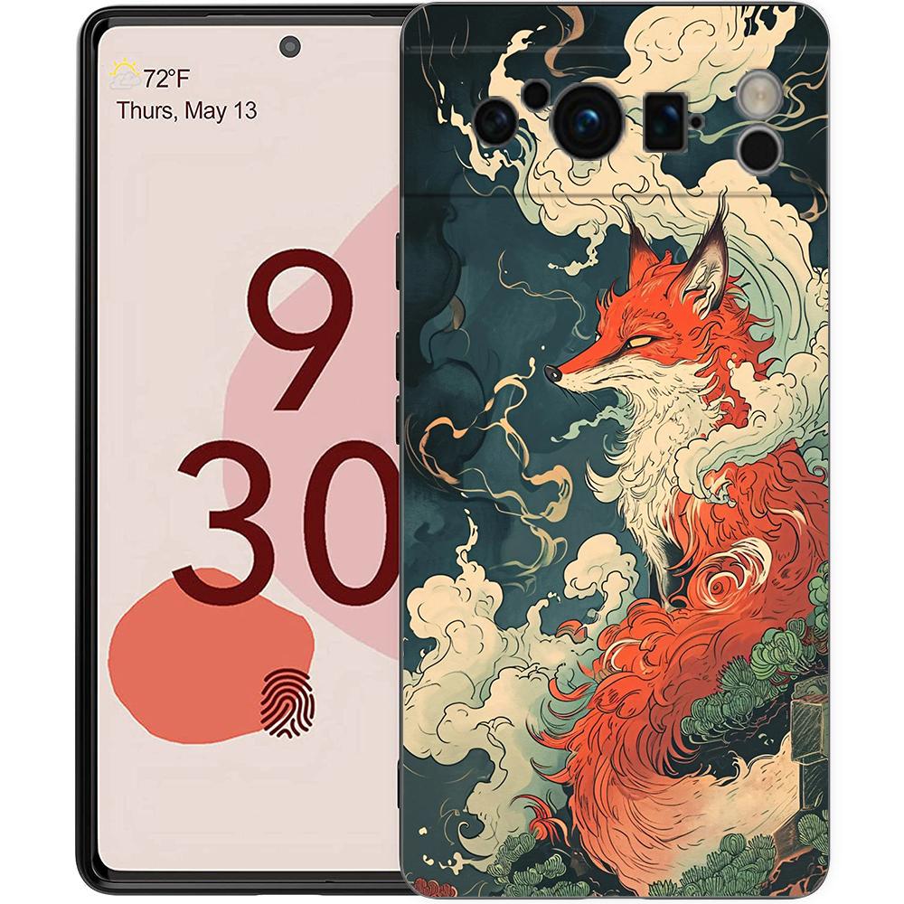 Japanese Style Art Japan Phone Case For Google Pixel 10 9 8 7 Pro 9A 8A 7A 6A 6 Pro XL Soft TPU Bumper Black Cover