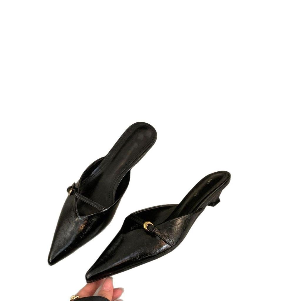 Pointed Toe Slippers Women's Summer Wear a Pedal Muller Cool Slippers Lazy Cat and Sandals Stiletto Toe Slippers