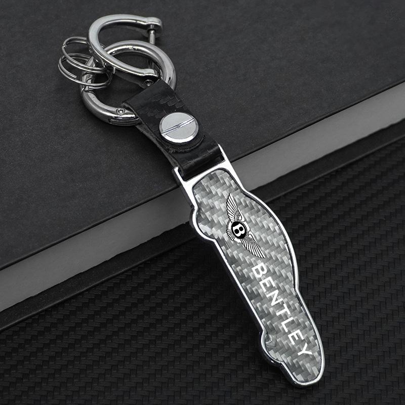 Carbon Fiber B-Bentley-B Car Keychain Keyring Key Ring Pendant for Bentley Continental GT MULLINER Bentayga Flying Hurtling Spur