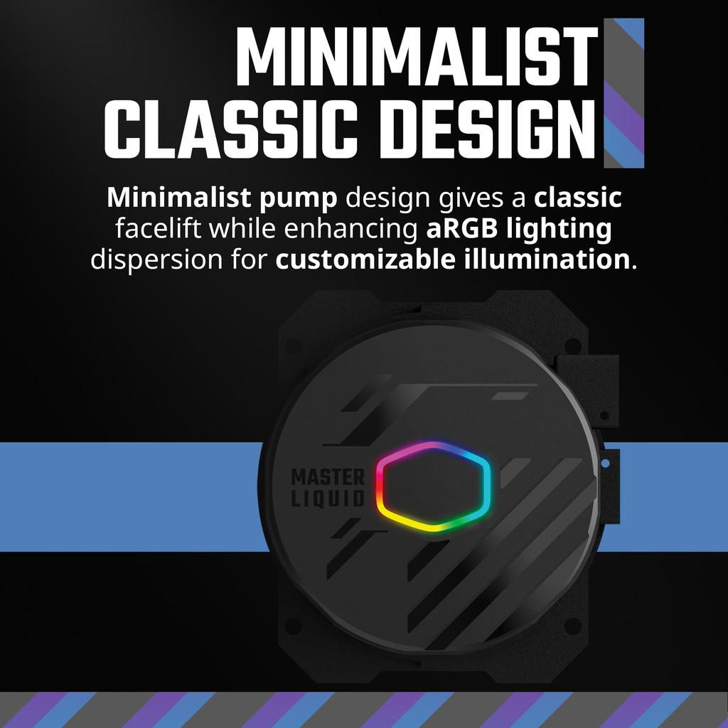 Cooler Master MasterLiquid 240L Core 240mm Closed Loop AIO Liquid Cooler ARGB Sync Gen S Cold Plate Pump 120mm PWM CryoFuze AMD Ryzen Intel Black