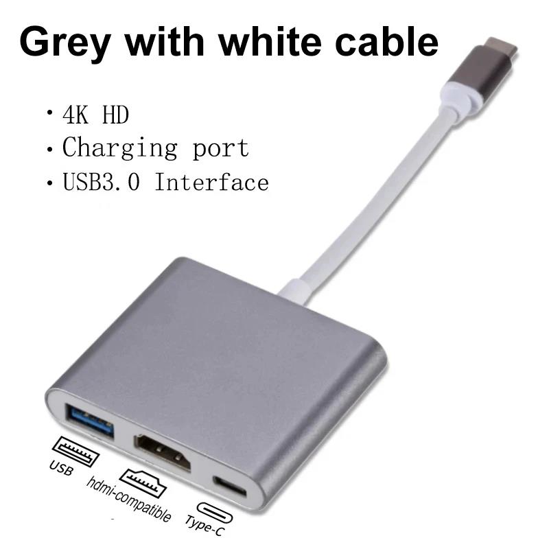3 In 1 USB C To HDTV Converter Cable for Samsung Huawei iPad Mac Laptop Macbook USB Type C To HDtv 4K USB-A Type-C Adapter Cable