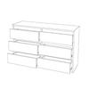 Chest of Drawers TV Cabinet for Living Room 100 CM 6 Drawers Gray Oak Wotan