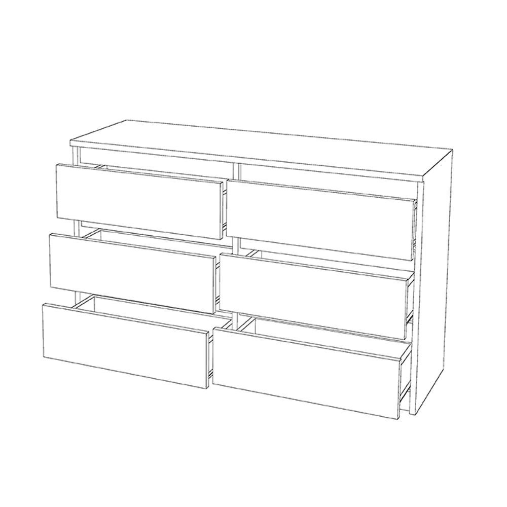 Chest of Drawers TV Cabinet for Living Room 100 CM 6 Drawers Gray Oak Wotan