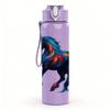 1PC Multicolor Running Horse Art Print 750ml Color Plastic Sports Water Bottle Leakproof Flip Straw Lid Suitable for Sports Office Home Use