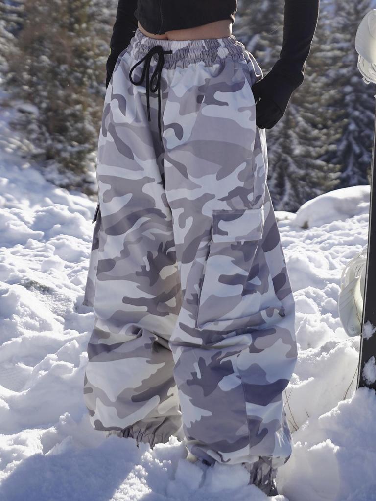 Унисекс Камуфляжные Лыжные Штаны: Ветрозащитная, водонепроницаемая, плотная, на флисовой подкладке, в американском стиле, экипировка для сноуборда.
