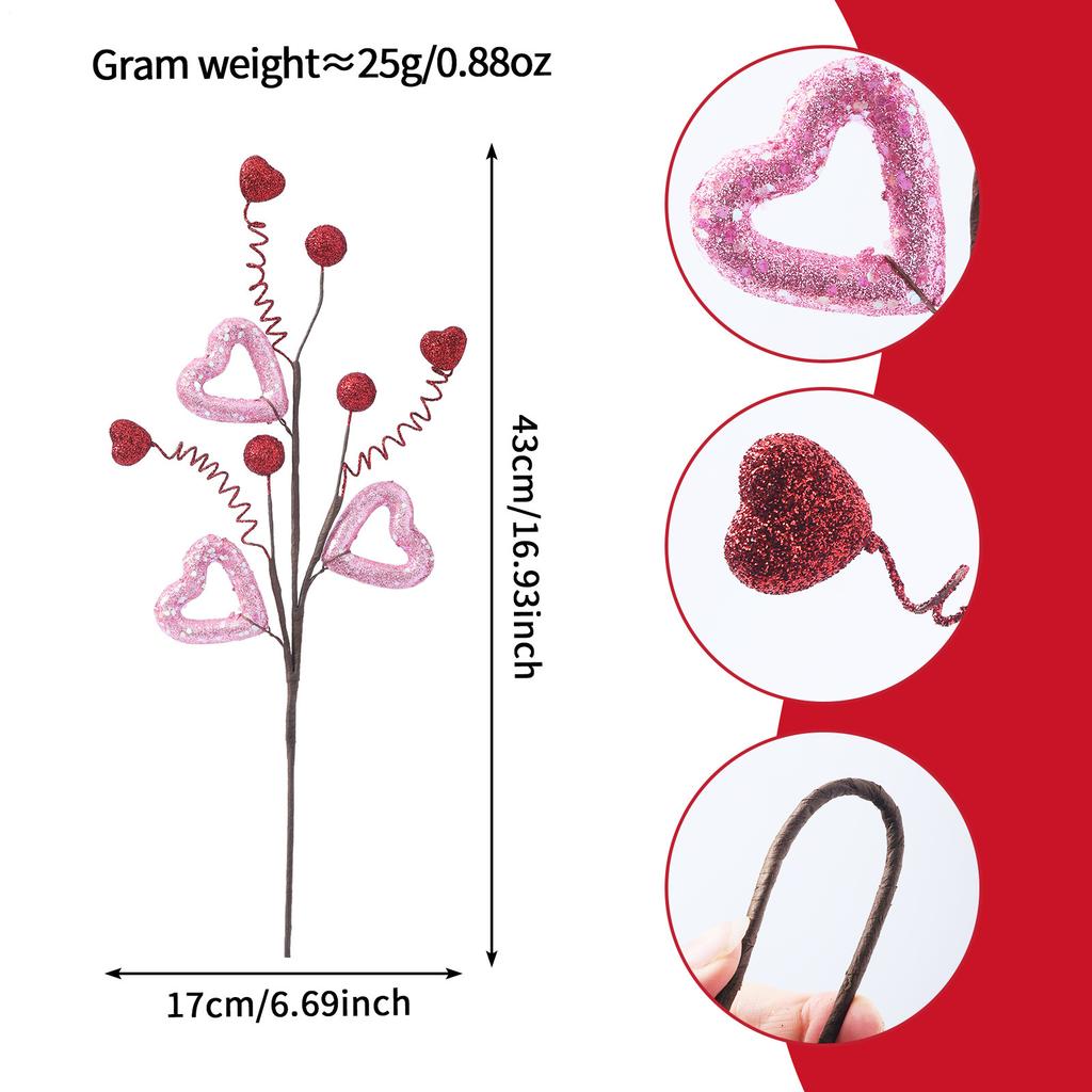 День Святого Валентина Декорации из веток в форме сердца Искусственные стебли с ягодами Декоративное украшение в форме сердца Для банкета Свадебной вечеринки