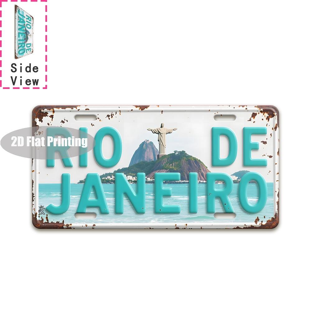 Vintage City German Portuguese Year Landscape Metal License Plate Sign Retro D Flat Printed Tin Plaque Wall Decor for Home Ba
