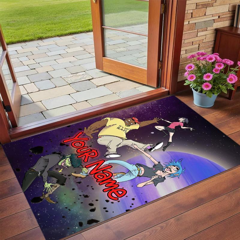 Crystal Velvet Rug Custom Name Text, Soft Non Slip Floor Mat Home DecorGorillaz