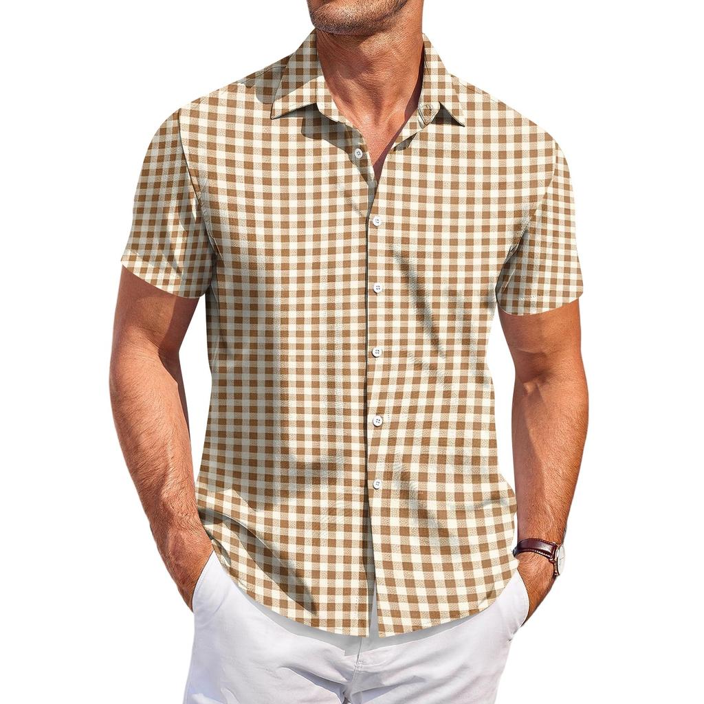 Men's Short Sleeve Casual Shirt with Festival Print, Fashion Novelty Summer Top for Parties, Vacation, Daily Wear.
