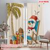 2pcs,2D Plane Printing Popular Curtain Panels Beach Chair Snowman Polyester (without Rod) Art Deco Festive Perfect for Bedroom &