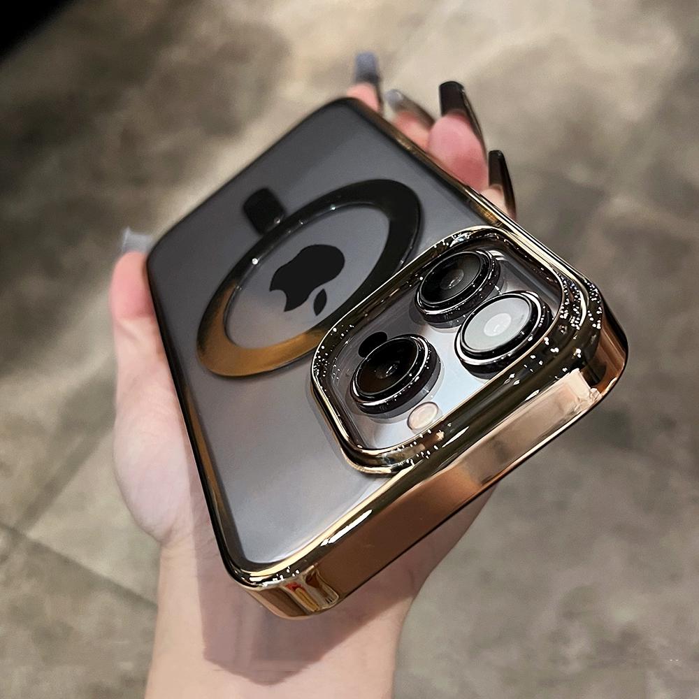 Прозрачная рамка с покрытием для магнитного чехла Magsafe для iPhone 15 14 13 12 11 Pro Max с беспроводной зарядкой, жесткий ПК, ультратонкий чехол